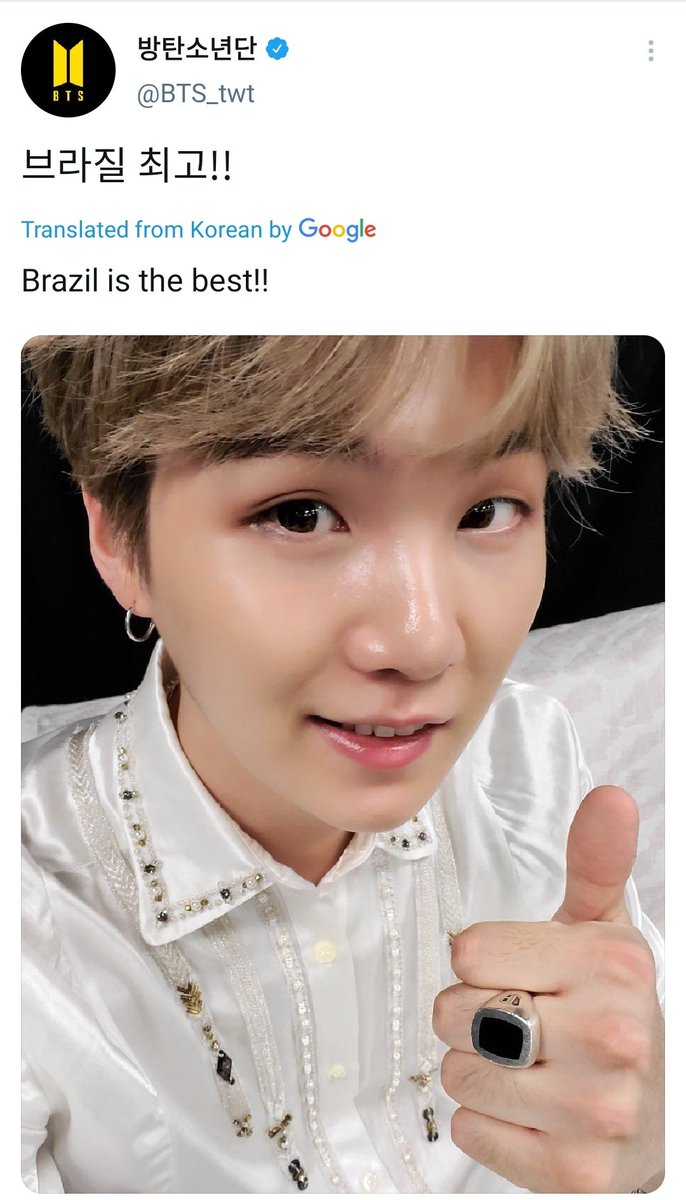 jhoprs's tweet photo. "Brasil é o melhor" - min yoongi, 2019 https://t.co/oaBeulHVuf