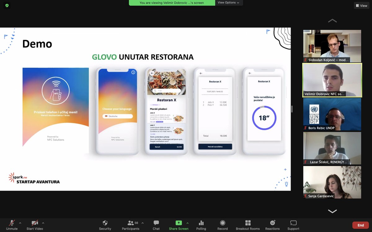 DigitalizujMe's tweet image. #NFCsolutions je četvrta ekipa koja nam se predstavlja. Njihovo rješenje je NFC čip koji vodi do digitalnog menija uz pomoć kog bi gosti restorana, bez čekanja, obavili porudžbinu. 🛎 #SparkMe #StartapAvantura