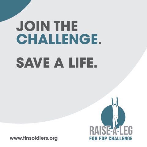 Join the challenge. Save a life!
#fopchallenge #raisealegforfop #helpusfindthemissing #tinsoldiersfoppatientsearch #raredisease #CareAboutRARE #patiensecurity #rarelife #fopdiagnosis #sealsighthealth #curefop #challengeyourself #challengeaccepted #raredisease