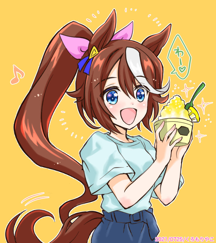 トウカイテイオー(ウマ娘) 「はちみーかき氷🍧と
夏休みテイオーちゃん😊✨

#ウマ娘版深夜のお絵描き60」|くろもりやこ🎂同人誌委託中🍭のイラスト