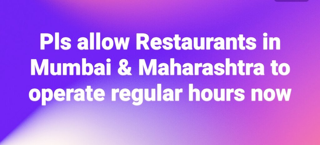 KingKatriar's tweet photo. Dear Maharashtra Govt,

With much improved Covid numbers, I hope you will come up with some positive roadmap for reopening of F&amp;B sector in Mumbai &amp; Maha. Current restrictions are most severe amongst all states in India🙏
@CMOMaharashtra @AUThackeray @NRAI_India @AjitPawarSpeaks https://t.co/4fHnw0C4HW