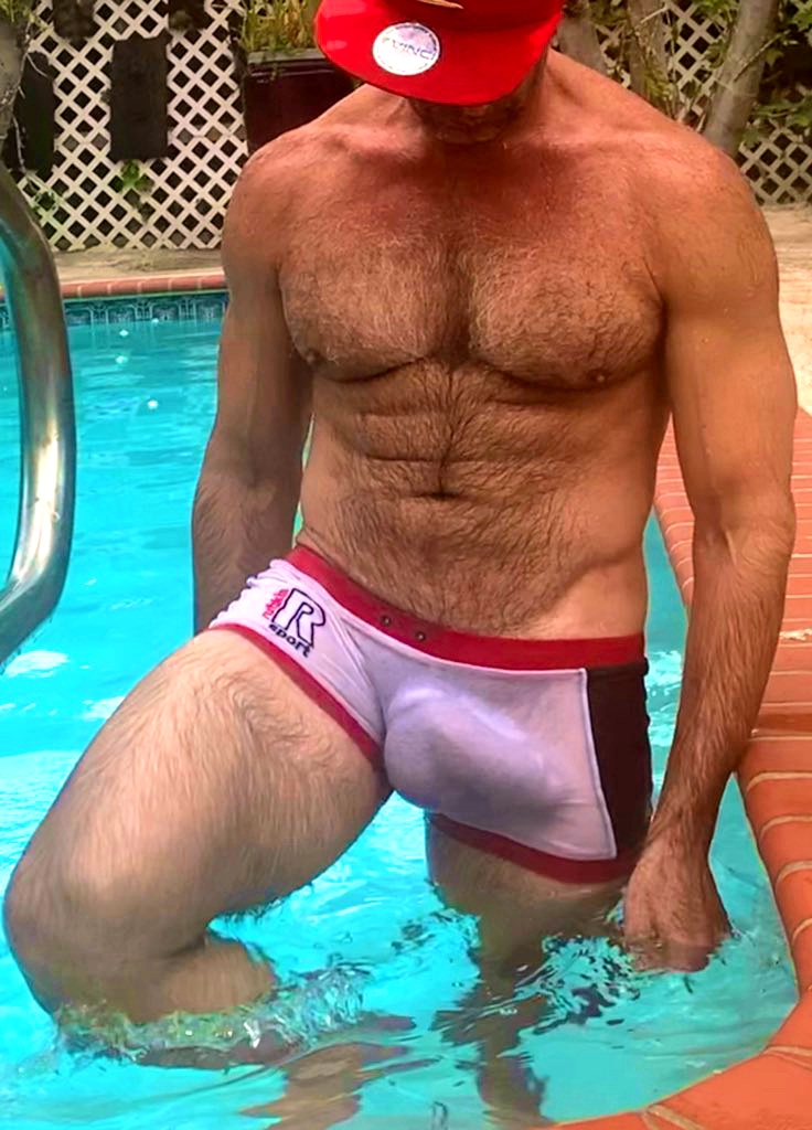 Jok_sukr's tweet photo. So #daddy got banned from the association pool...apparently my husband has a bigger #dick than Karen's! #muscle #bulge #dickprint #sheer #wet #fur #woof #thighs https://t.co/4sJ5xWnvnv