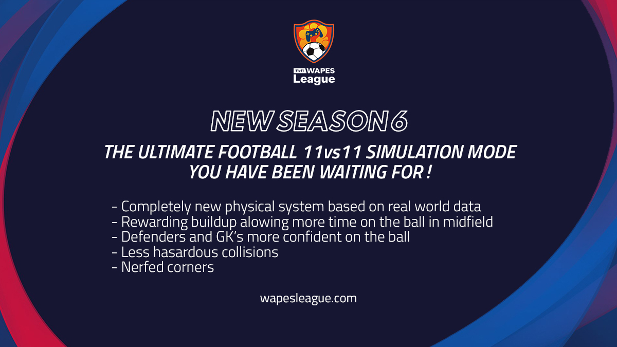 With Konami not anouncing any 11vs11 mode soon enough on <a href="/play_eFootball/">eFootball</a>, the WAPES League will continue on PES 2021 next season.

But we will give the game a brand new feeling with our new BAL stats system v3. Offering you the ultimate online football simulation mode !!