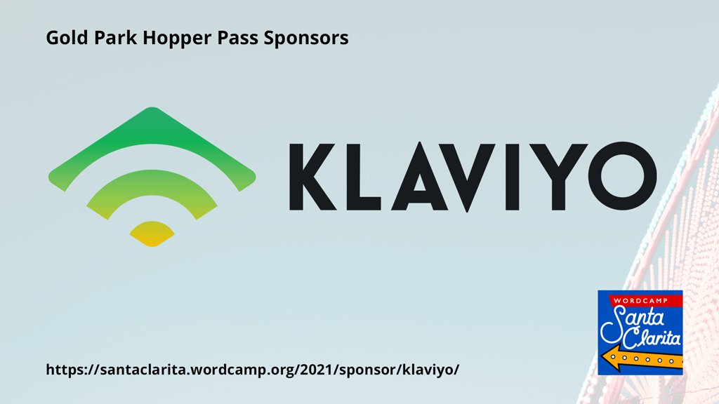 WordCampSCV's tweet image. THANKS AGAIN &amp;amp; SEE YOU NEXT YEAR: A final thank you to @klaviyo for making last weekend&apos;s WordCamp Santa Clarita 2021 a rousing success.  #WCSCV @WordPressSCV @WordPressSCV
