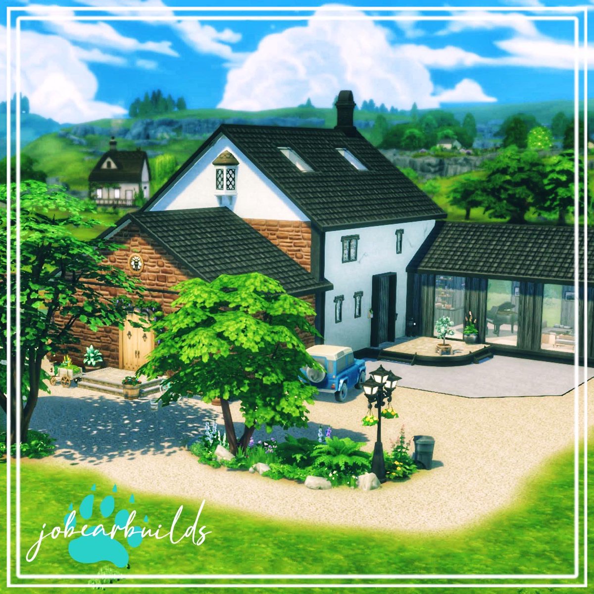 This pack makes me so happy 😭 sorry for not building a thatched cottage… I just had dreams of a modern converted farmhouse ☺️ Fastest build I’ve probably ever done… especially since I kept stopping to actually play! 🐥🦙 @TheSims #Sims4CottageLiving #ShowUsYourBuilds