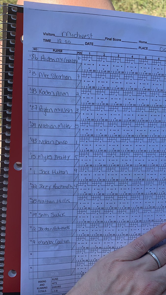 Game 1 starting lineup. Our lefty Nolan Drake will start on the hill, Allen is behind the plate.