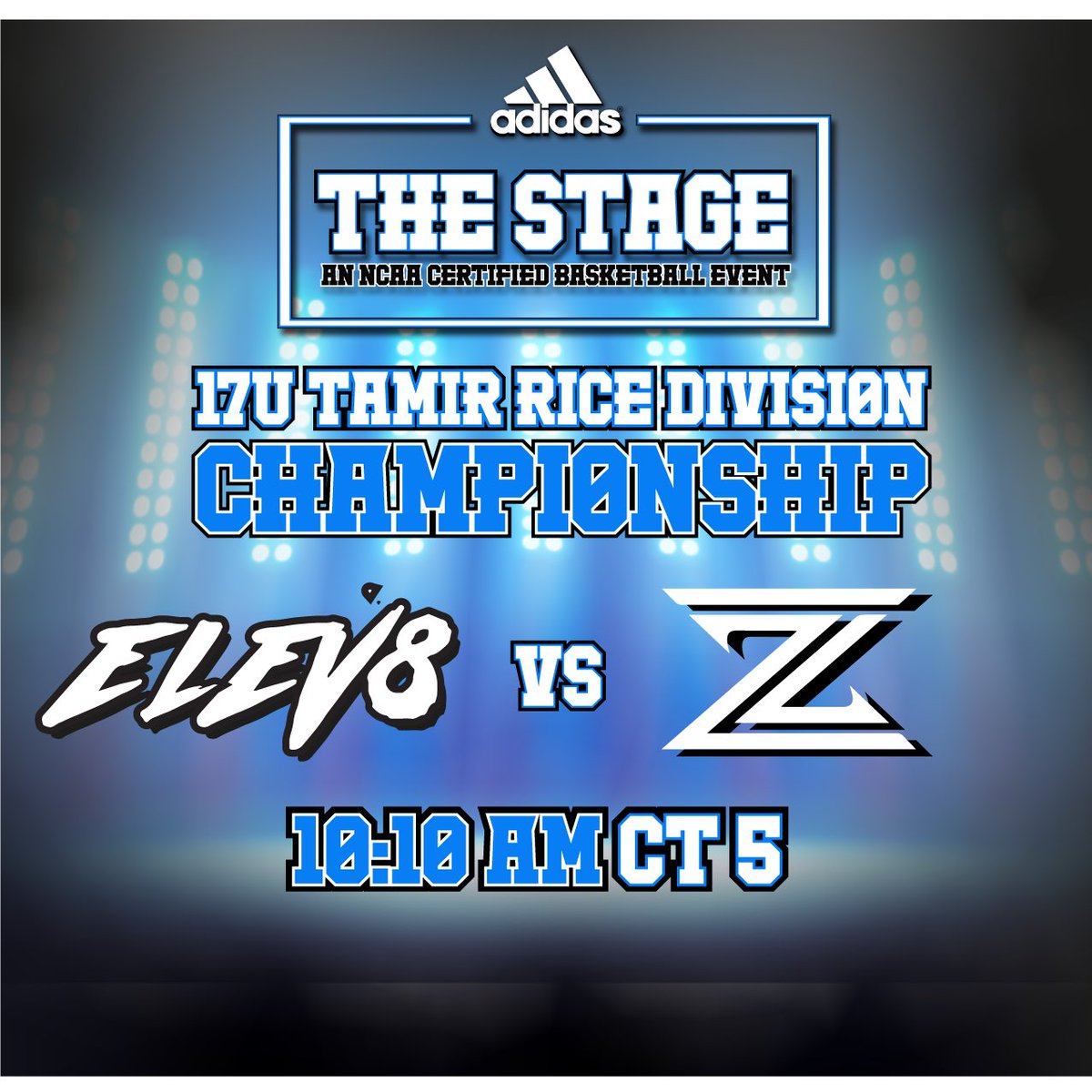 thestagebball's tweet photo. 17U TAMIR RICE DIVISION CHAMPIONSHIP 
Team Lavine 17u Gold White vs Elev8 Black 
10:10 AM CT 5
#TheStageBball https://t.co/sxtHuI53dO