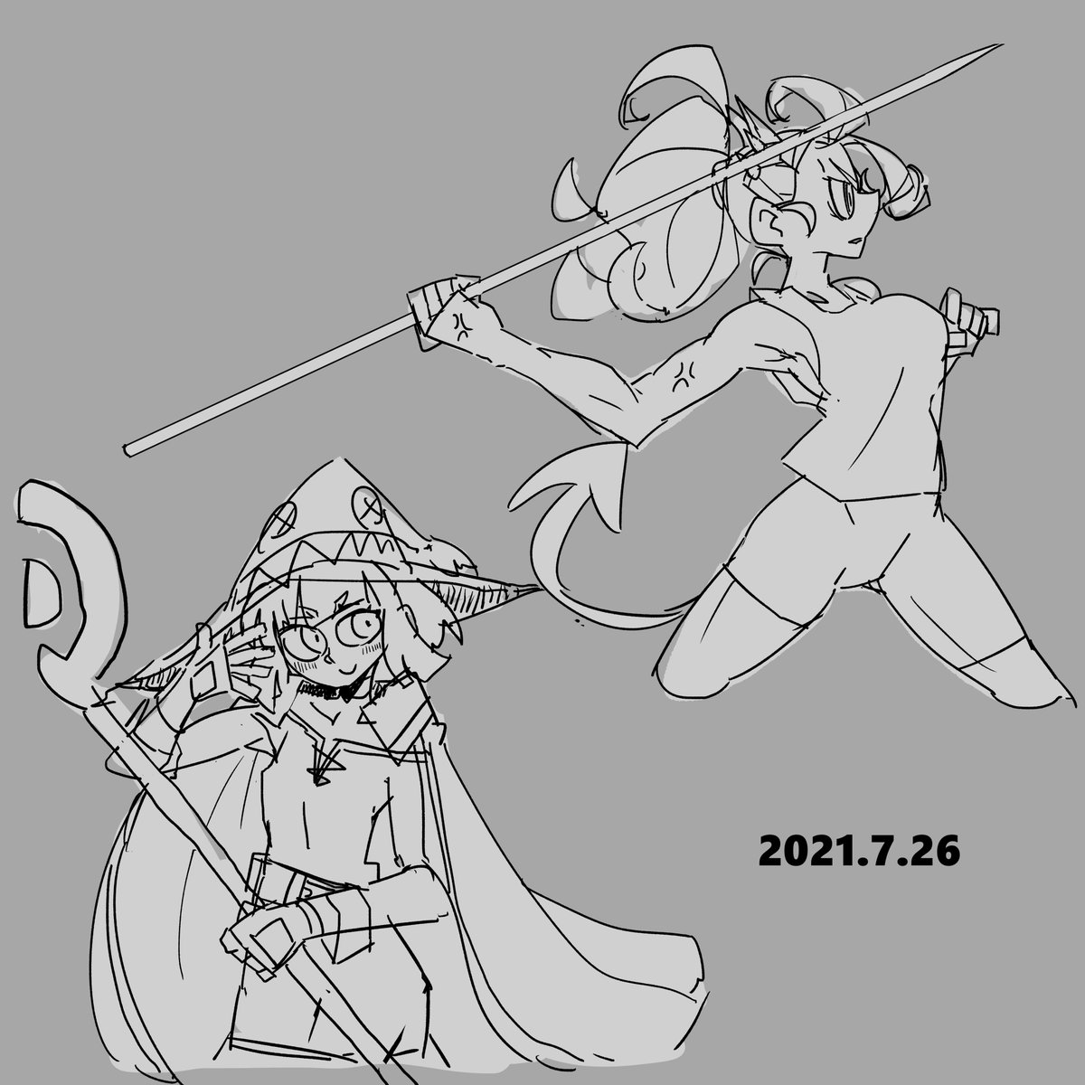 深夜のお絵描き。最近疲れてても絵を描けるようになった気がする。おやすみ。 