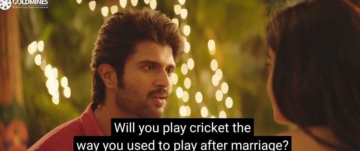 #2YearsOfDearComrade 
There's a scene where Lilly confesses bobby... She says that cricket was her past, and the future is to marry him and live a happy life with him. Even though bobby has feelings for Lilly 
My man said these lines...
