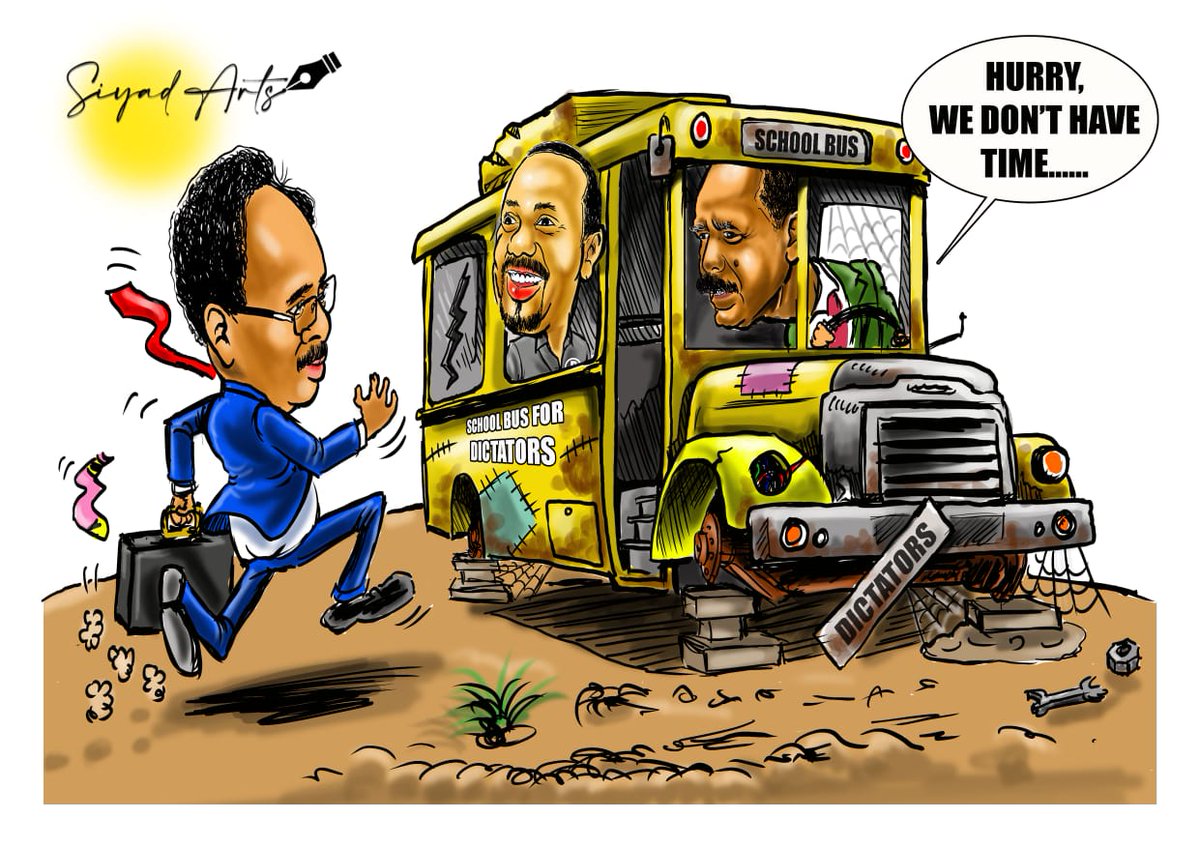 #Eritrea: No elections in 3 decades,

#Somalia: Long awaited elections postponed again,

#Ethiopia: On the blink of a civil war.

Afwerki, Abiy & Farmaajo all went to the same School for Dictators.
#BringBackOurBoys #TigrayGenocide #Tigray #Tigrayans #SiyadArts #TigrayMassArrest