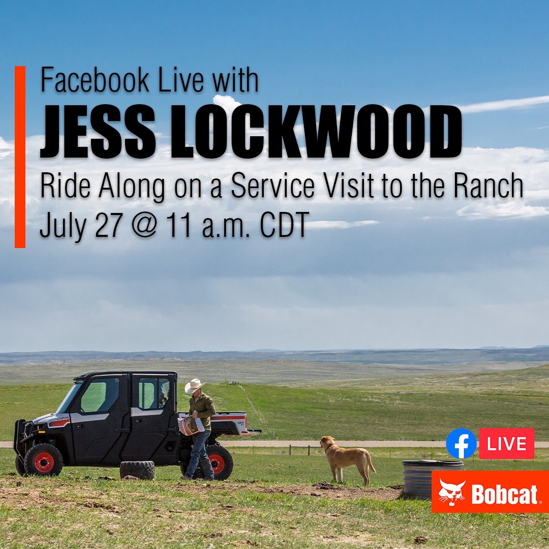 Join me Tuesday for a Facebook Live from my ranch on the <a href="/BobcatCompany/">Bobcat Company</a> Facebook page! Look forward to chatting all about how Bobcat helps me get things done around the ranch. #OneToughAnimal