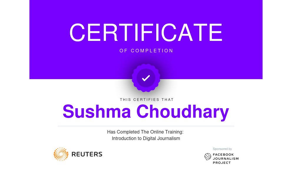 sushmasejwar's tweet photo. A small step towards dream job😁😁 #journalism #digitaljournalism #onlinejournalism #multimedia #reuters #reutersindia @Reuters @ReutersIndia @JobsWithUs #freshers #JobSeekersWednesday #jobsearch #noexperience #postgraduated #MediaAndSociety #indianmedia https://t.co/zntJMNPAJW