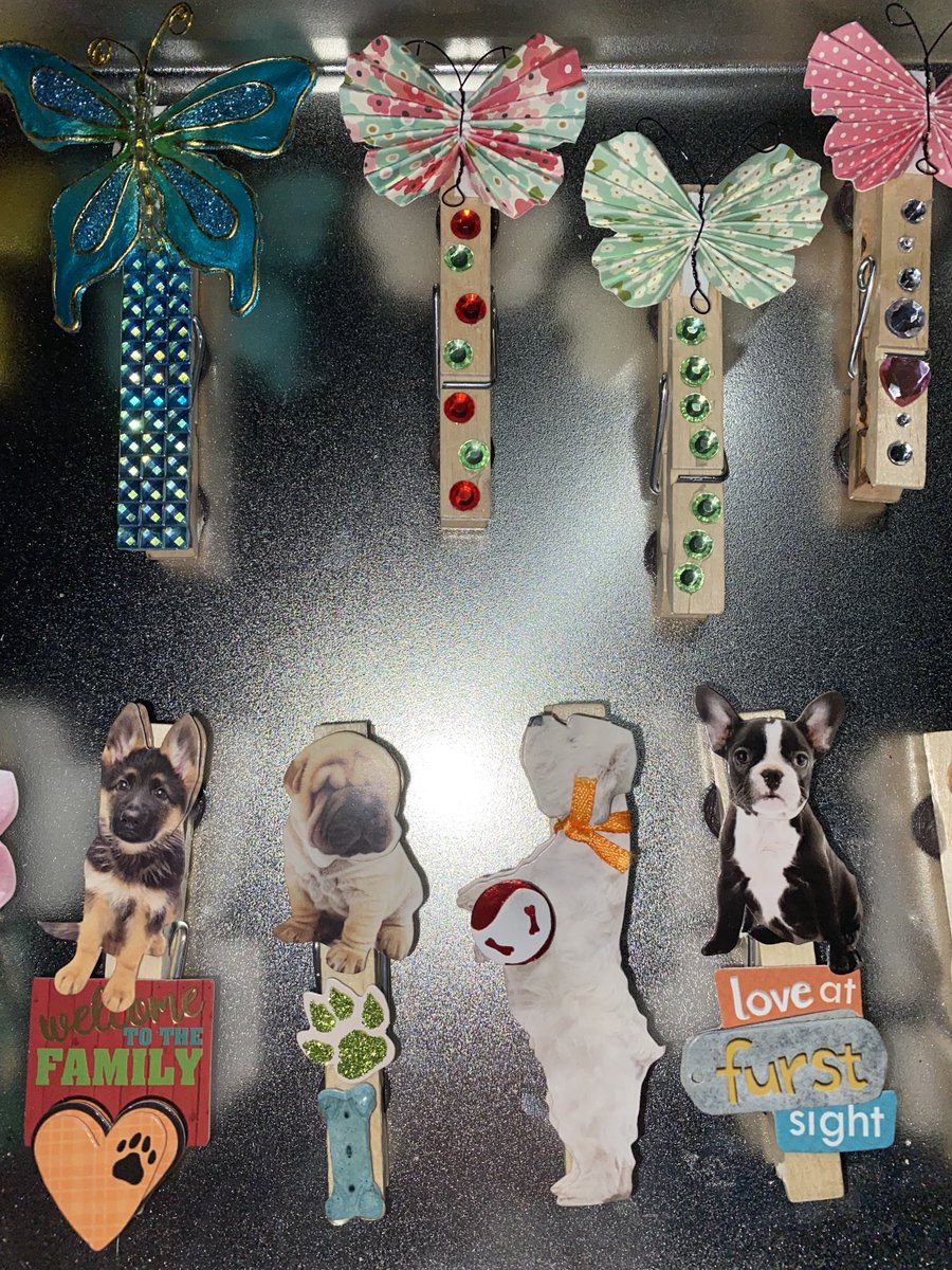JenButterfly1's tweet photo. Made these magnet clips $2-$5 the black puppy is taken and the bottom dream catchers gone let me know if you are interested trying to raise money for my dogs Lightning insulin and staple removal for our kitty cat who had to get life saving Er surgery she is healing nicely https://t.co/weE0Bcozme