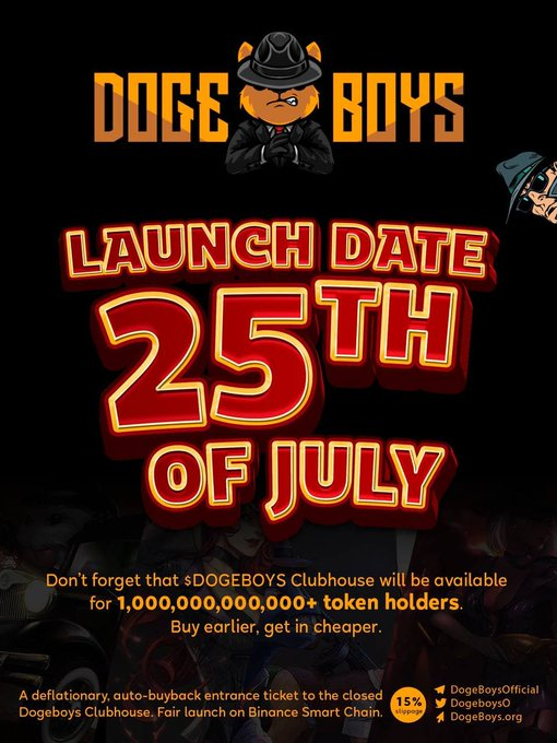 New #DOGE on the block! I really like what ive seen and launch in under 30 minutes!!

👉<a href="/DogeboysO/">DogeBoys Official</a>
💸Buy and earn #BNB 
🔄Buy back system 
🟢Fairlaunch today 19:00 UTC!
 
💬t.me/DogeBoysOffici… 
🌐dogeboys.org

#shiba #SHIBARMY #SHIB #dogecoin #DaddyDoge #BabyDoge