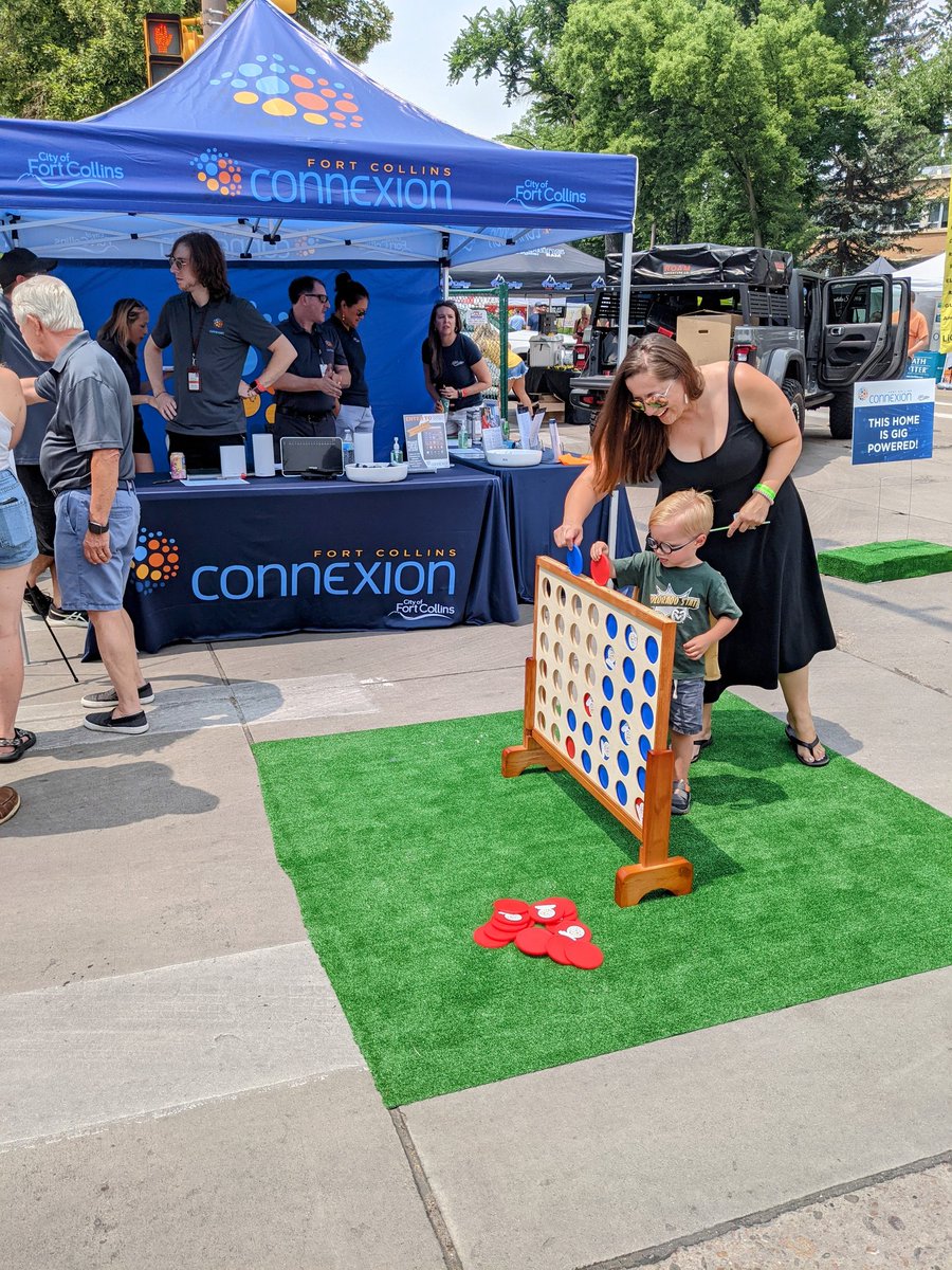 FoCoConnexion's tweet photo. Day 2 here we go @TasteofFoCo! Come connect with us at our booth to talk about all things fiber, grab a cooling cloth, and or play some giant Connect 4!
Partnering with @fortcollinsgov we want to know what recovery efforts look like to you. #forfoco
#FoCoGigCity #FiberForAll https://t.co/hg5vGTmn9g
