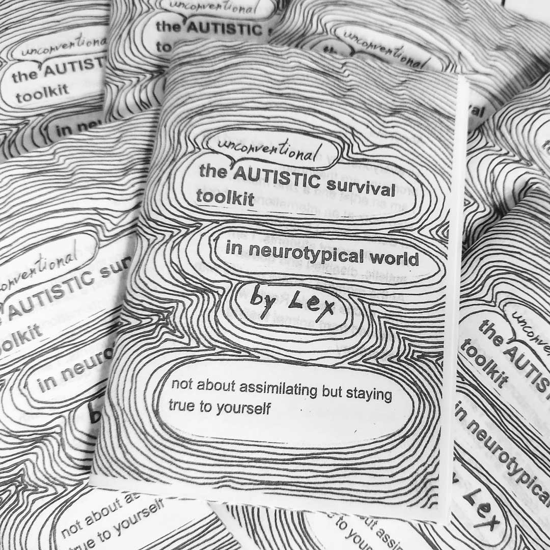 QueerZest's tweet image. Lex creates zines under alias AIWS. Originally from Lithuania, now they live in Berlin w/ their rescue animal testing survivor dog Ragis. Lex is an artist &amp;amp; zine maker &amp;amp;  their work concentrates on disability justice &amp;amp; experiences as an autistic person in the neurotypical world.