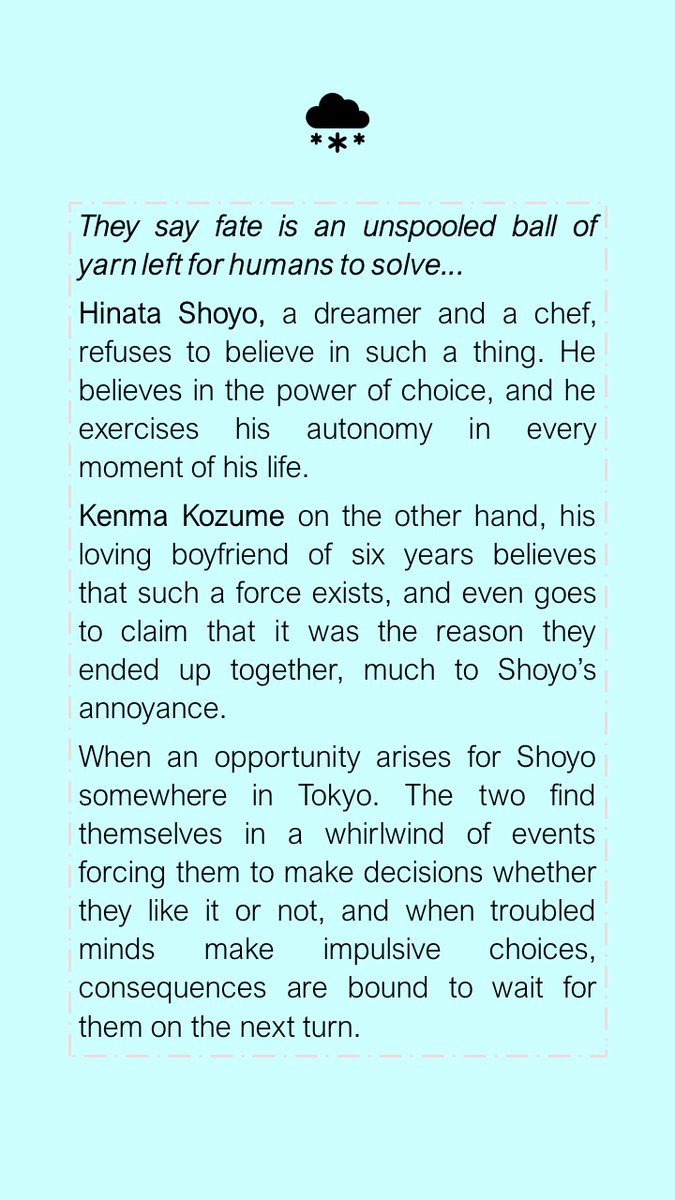 RationalNos's tweet photo. "Chicken Cutlets in the Winter"

Language: English
20.6k words, 16 chapters
Characters: Hinata Shoyo, Kenma Kozume
Day 1 entry for #HaikyuuAngstWeek2021 "Missed Opportunities"

TW // Major Character Death, Mentions of Anxiety

https://t.co/BLgxyMqOBG https://t.co/r0rJ2D3gWT