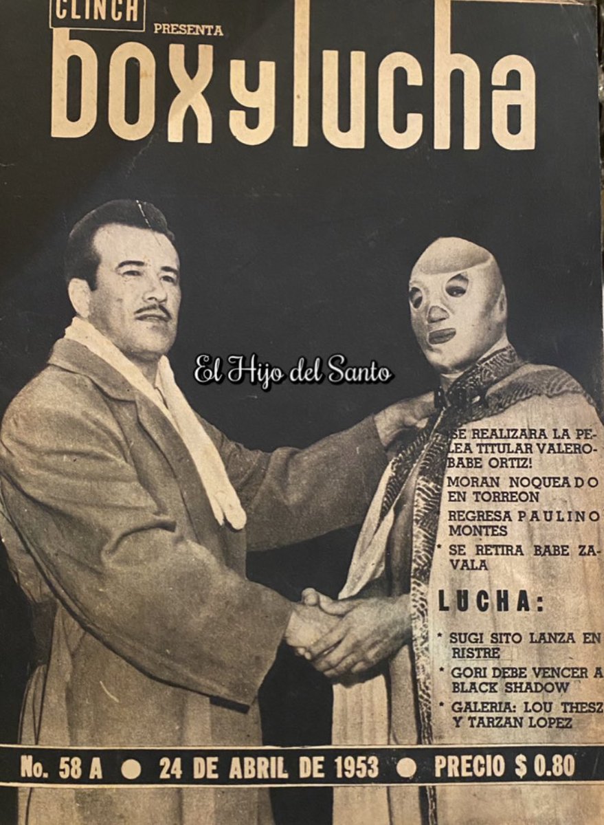 Aquí les comparto esta portada de la revista Clinch año 1953 #FotoConHistoria #GoryGuerrero #ElSanto #LaParejaAtómica