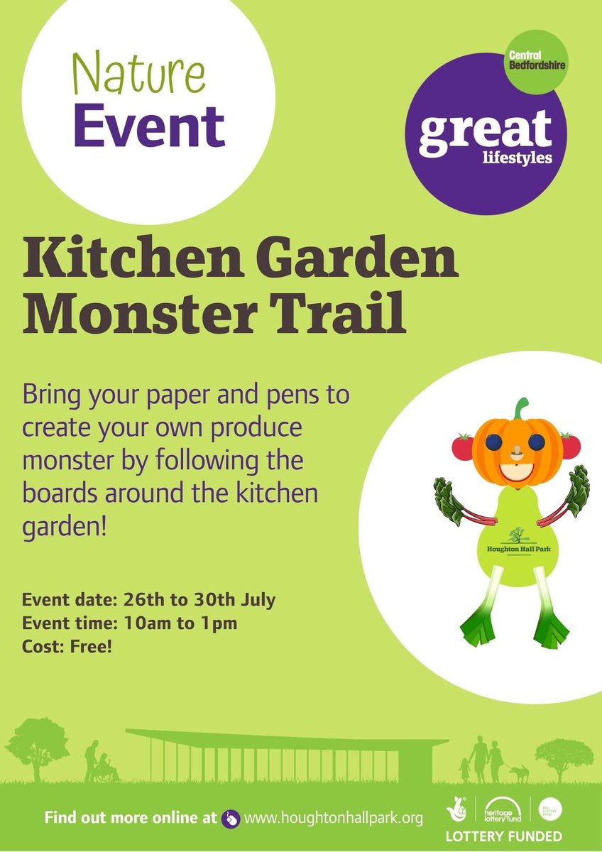 RT @HowardH_8: FREE monster activity trail at #houghtonhallpark 10am-1pm 26-30 July. @RoyalHoughton @RegisWhats @Houghton_Regis #getactivewith #activebedfordshire