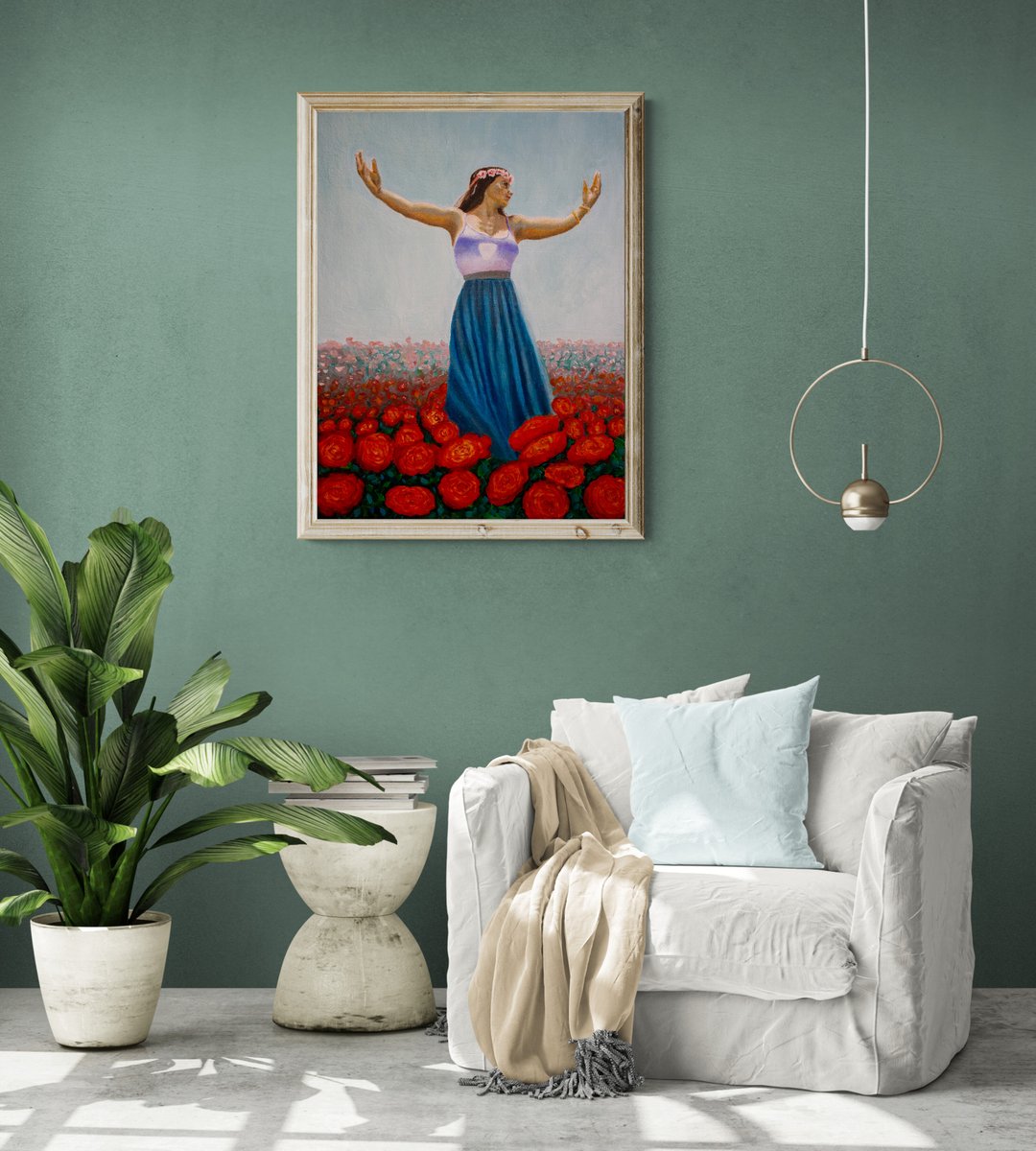debbie77777777's tweet photo. "Freedom Fields" oil on canvas, 2019 integrated in a tropical lounge room with a sage tone. https://t.co/gZfPq1BqnX #art #fineart #conceptualart #figurativeart #artwork #artists #artontwitter #artauctions #interiordesign #ideas #roomthemes #landscapes #atmosphericperspective https://t.co/kHErWidbST