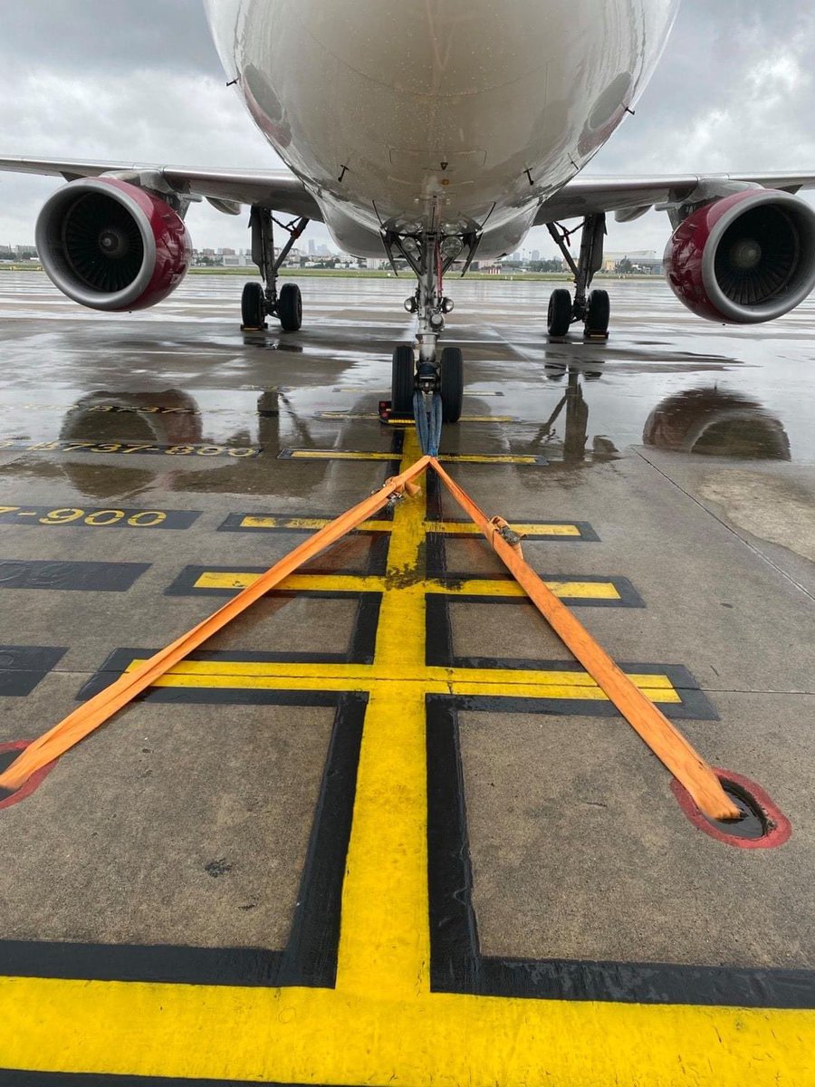 Safety is always our top priority, especially under severe weather conditions. Juneyao Air Maintenance Team are busy performing aircraft tiedown today to avoid aircraft noncommanded ground manoeuvre under the typhoon.