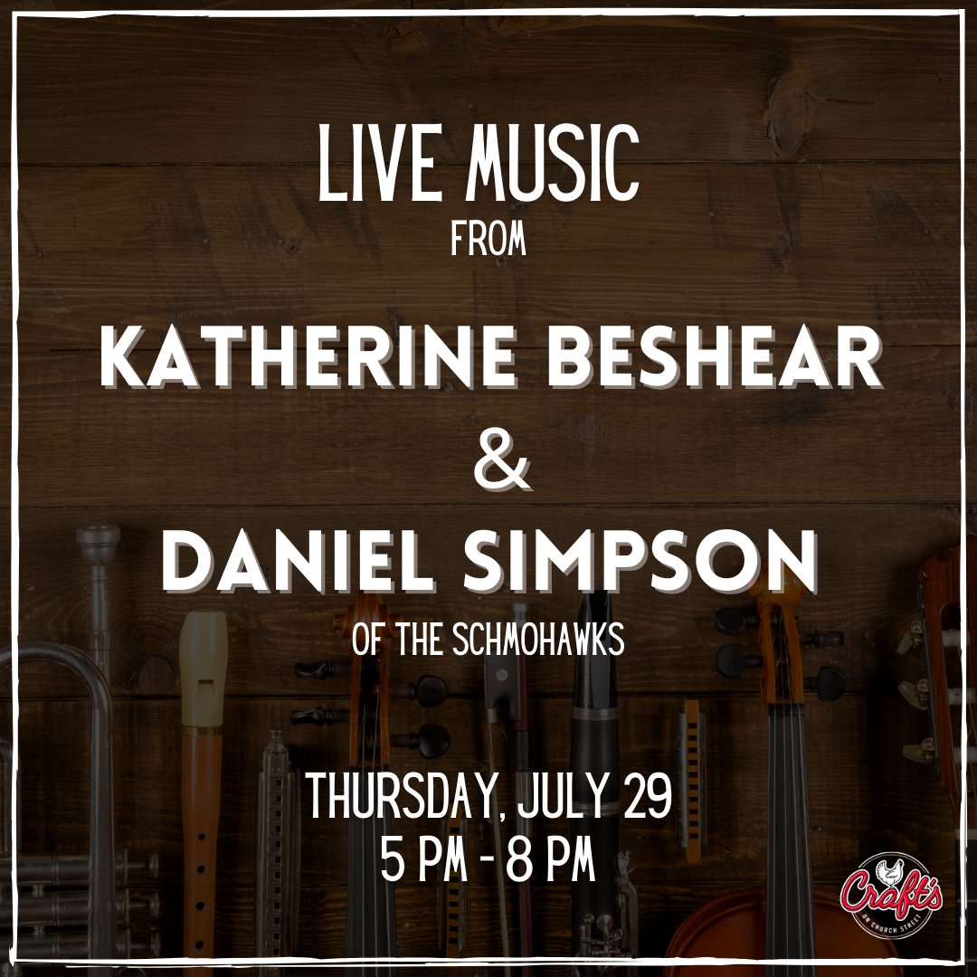 CraftsBhm's tweet photo. 🎶 Come have a drink and listen to some great live music from Katherine Beshear and Daniel Simpson of The Schmohawks this Thursday! 

#craftsbhm https://t.co/ngkhsKnMez