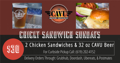 2 Chicken Sandwiches &amp; 32 oz CAVU Beer - $30 🍻🍻🍻 Stop in and grab a pint!
