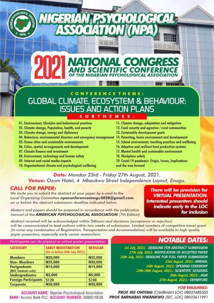 4 more weeks to go!!! I am actually excited cos this is my first time of serving in the Psychology national body as a member of the Conference LOC and also the youngest😉....Great number of quality abstract have been received already. Hmmmm