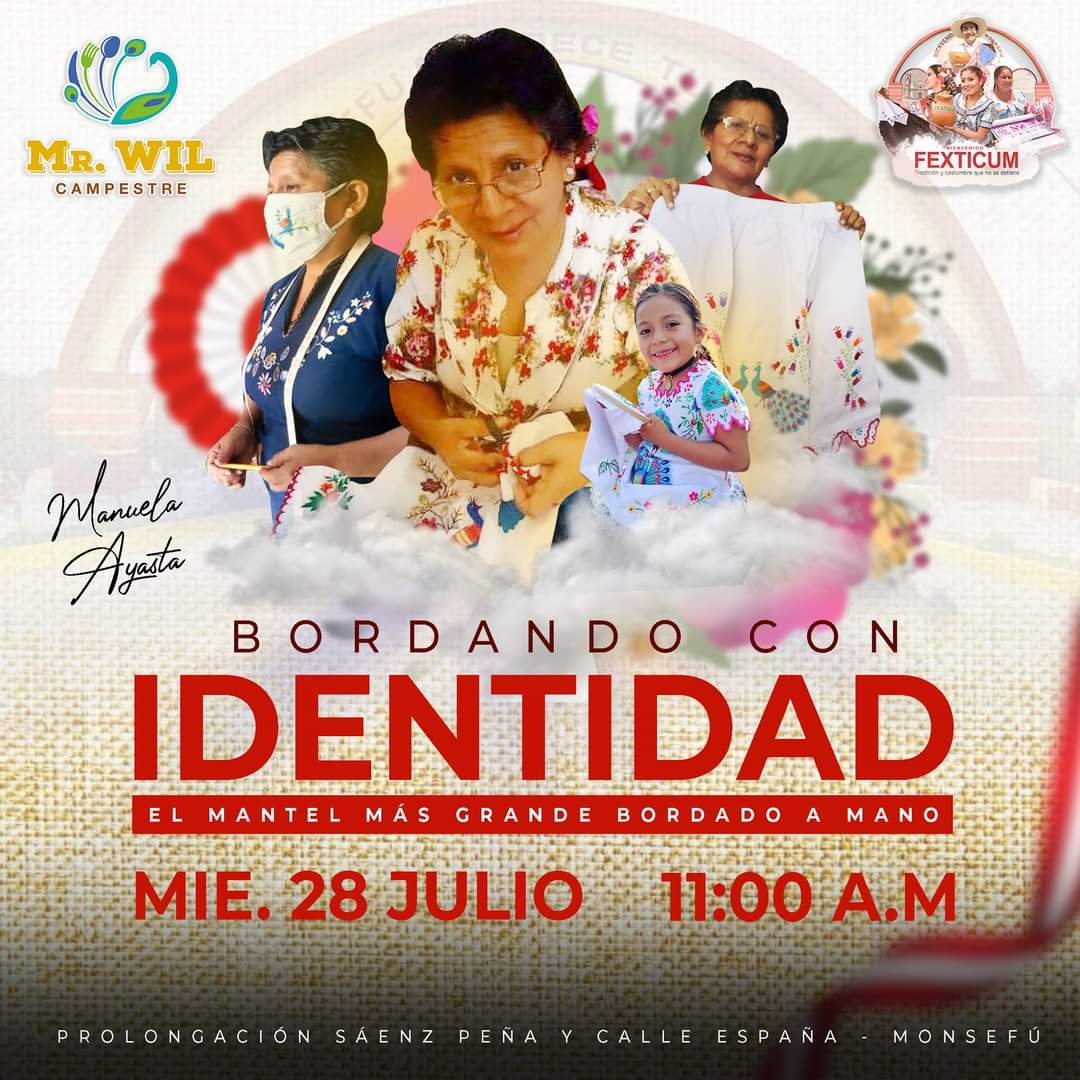 TvMeche's tweet photo. "BORDANDO CON IDENTIDAD" BORDADO A MANO DEL MANTEL MAS GRANDE:
#Peru
#BicentenarioDelPerú  #artesanaperuana Manuela Ayasta junto 32 niños y a artesanas de #Monsefu, #Chiclayo realizarán el bordado a mano del.mantel más grande. Miércoles 28 de Julio 11 a.m. en el Mr.Wil Campestre https://t.co/AOZKLMMsP6