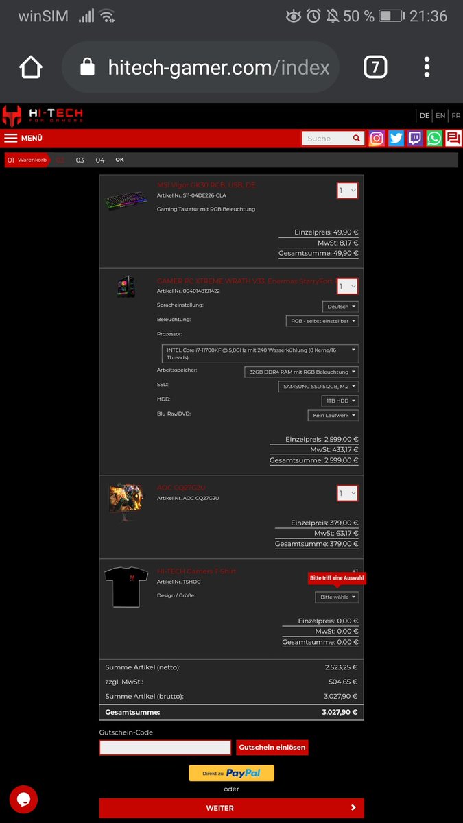 badel_x's tweet photo. @unge @hitech_gamer #UNGEgoenntwieder 
Mein wunsch wäre es diesen Warenkorb zu bekommen. Ich bin Schüler und es ist für mich sehr schwer mein Traum setup mit einem Nebenjob zu finanzieren und meinen eltern möchte ich nicht das geld wegnehmen da sie es selbst schwer haben. Danke für diese Möglichkeit https://t.co/Zox6SKXqWn