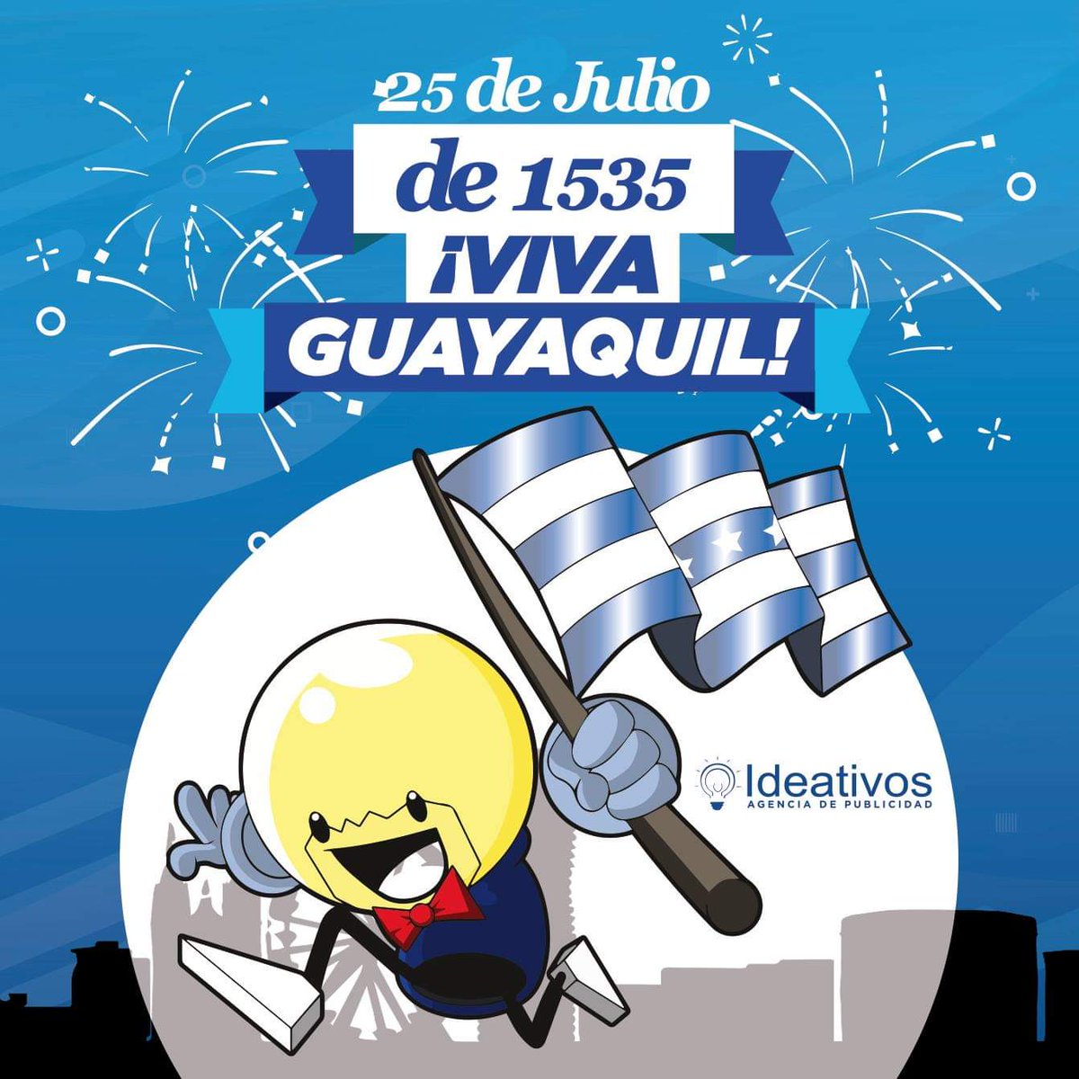 Celebremos a la Perla del Pacífico en sus 486 años de fundación, ciudad amada, ciudad querida, cuna de aquellos que forjan un mejor Ecuador y ciudad que abre sus brazos a quienes buscan un mejor porvenir.
¡QUE VIVA GUAYAQUIL!