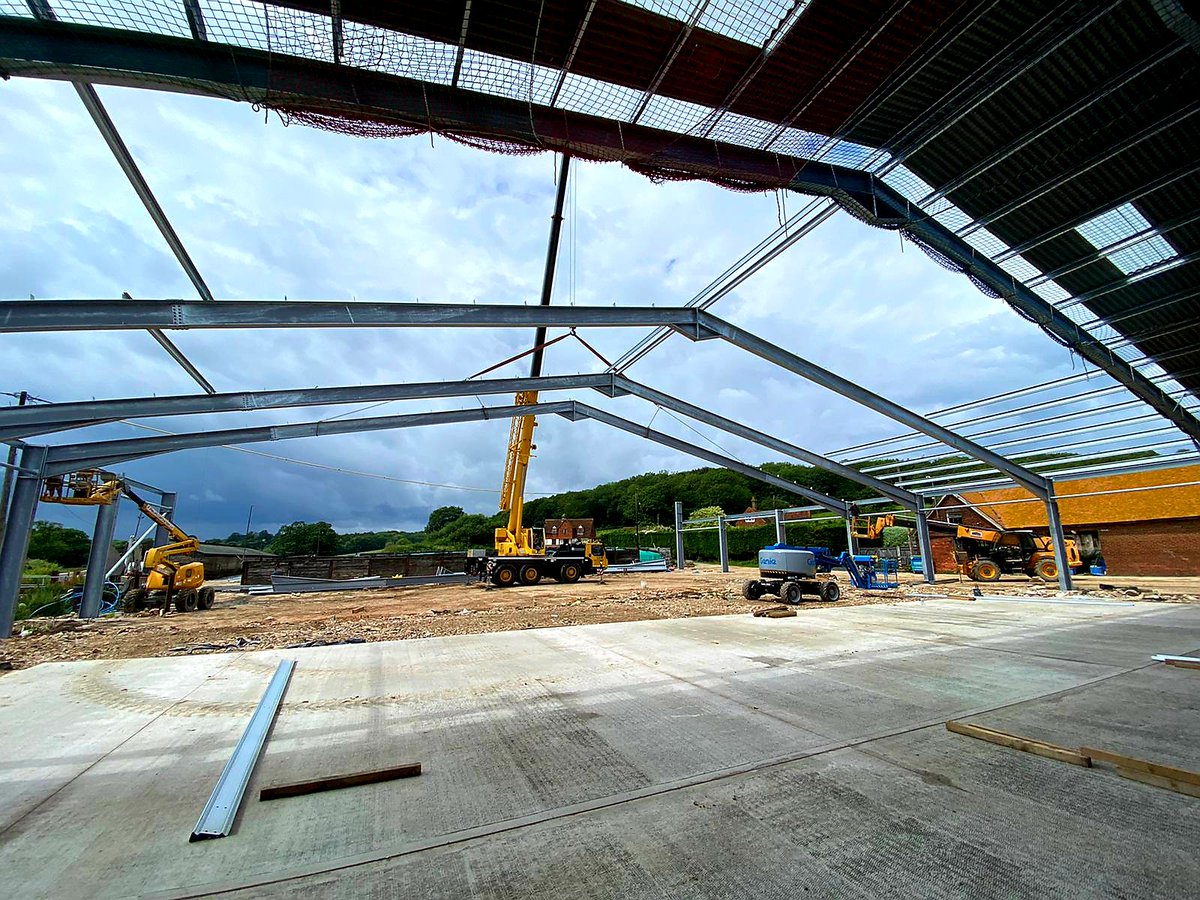 More steel and concrete finished on dairy project. Last 3 bays of second phase tomorrow making it over 70m long x 40m wide!