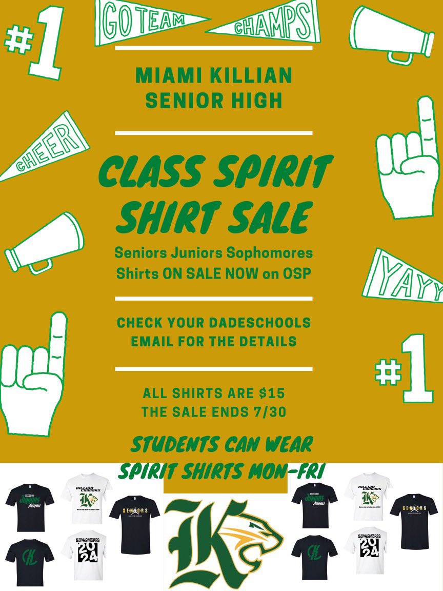 C O U G A R S … get ready for school!  Spirit shirts on sale through OSP! 👉🏻Spirit shirts may be worn as part of our mandatory uniform.  #BacktoSchool2021 #GoCougars #TheK #TheLegacyContinues #GetInTheGame