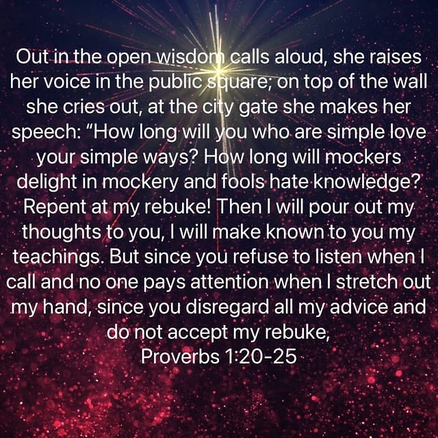 thediceshades's tweet photo. “Out in the open wisdom calls aloud, she raises her voice in the public square; on top of the wall she cries out, at the city gate she makes her speech: “How long will you who are simple love your simple ways? How long will mockers delight in mockery and fools hate knowledge? https://t.co/zVYPLSUin0