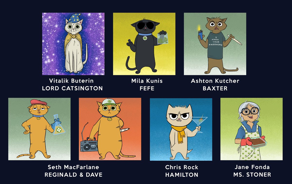 ashton kutcher (@aplusk) on Twitter photo Meet the cast of STONERCATS.com <a href="/chrisrock/">Chris Rock</a> <a href="/SethMacFarlane/">Seth MacFarlane</a> <a href="/Janefonda/">Jane Seymour Fonda</a> <a href="/VitalikButerin/">vitalik.eth</a> myself and MilaK. Dropping tomorrow. Let’s turn short form content into long form content. You are the studio! Meet the cast of STONERCATS.com <a href="/chrisrock/">Chris Rock</a> <a href="/SethMacFarlane/">Seth MacFarlane</a> <a href="/Janefonda/">Jane Seymour Fonda</a> <a href="/VitalikButerin/">vitalik.eth</a> myself and MilaK. Dropping tomorrow. Let’s turn short form content into long form content. You are the studio!