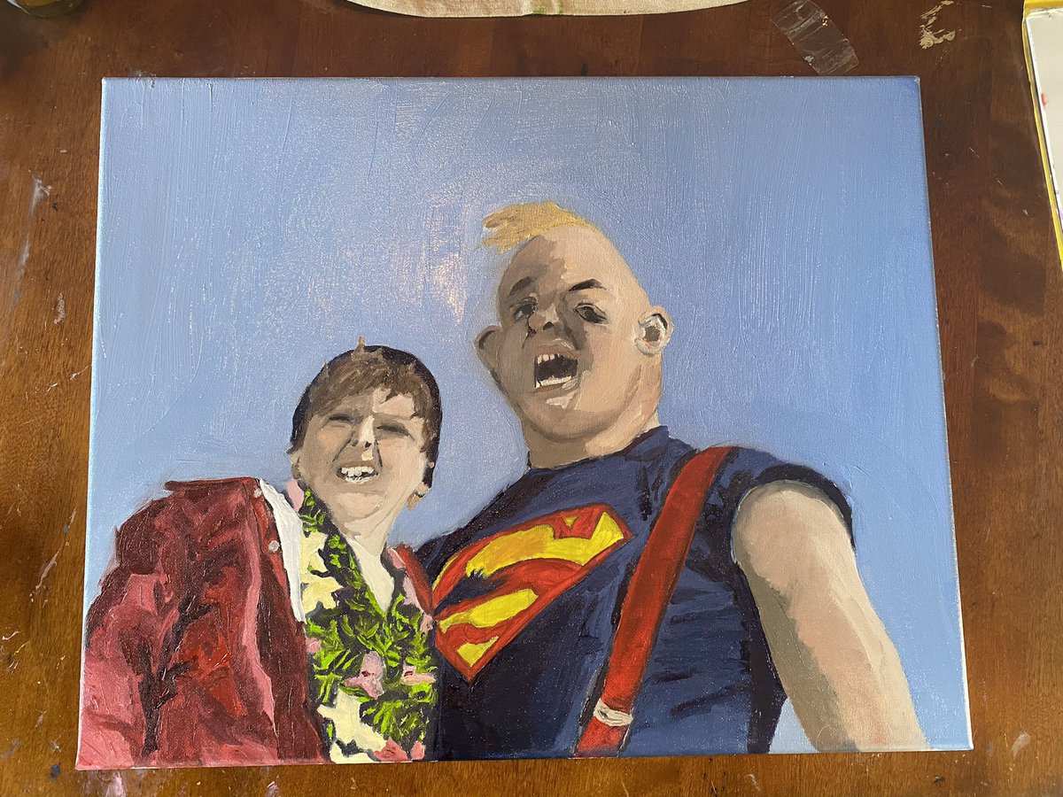 Just finished this #oilpainting of the #Goonies Chunk and Sloth. #painting #art #fanart