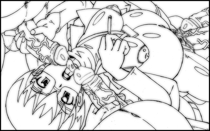 基本線画はアナログでハガキサイズからA5くらいで
描いていますがやっぱりもっとキャンパスサイズは
大きくすべきかな?
このせいで構図が硬直化している気がしなくもない 