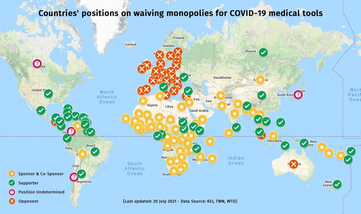 ⚠️What’s wrong with this map?  

Wealthy countries are blocking ❌ a proposal that would allow more countries to manufacture & access #COVID19 medical tools.

Negotiations for the #TRIPSwaiver continue. 

Help us change the story 👇  #NoCovidMonopolies 
➡️bit.ly/3qqAaH2