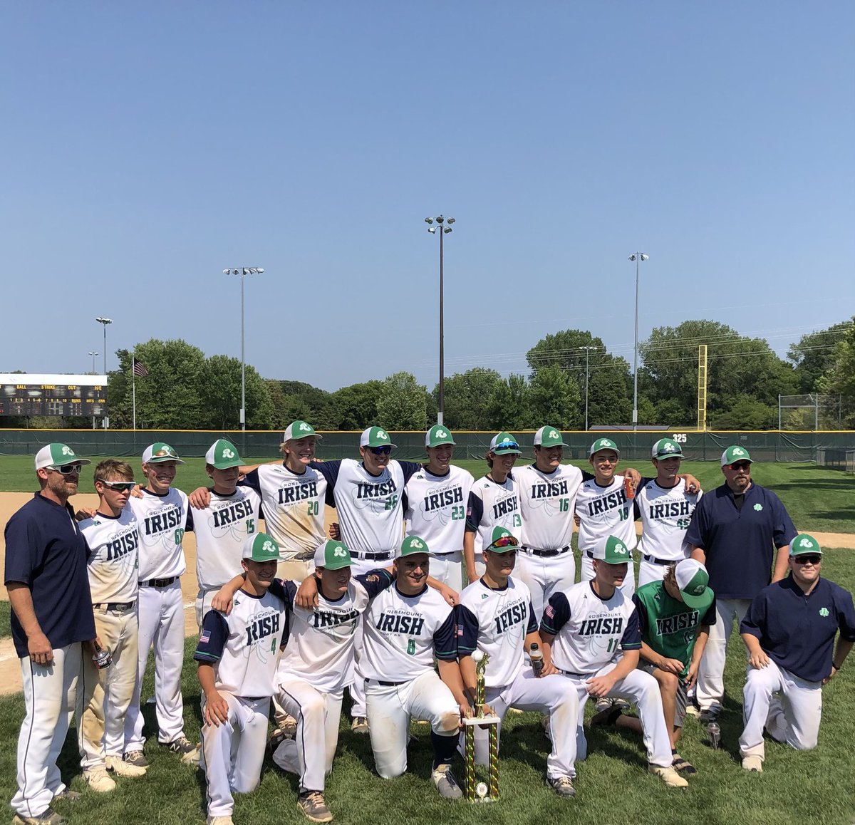 IrishBaseballMN's tweet photo. Congrats on the Rosemount Legion Blue team on winning the sub state tournament. Next stop Legion State Tourney!! 20-4 on the year! #WER1 #StateTourneyTime https://t.co/1yTXNtoXzX