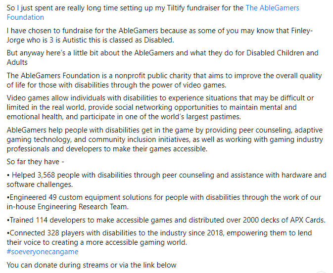 chloe_marieoxo's tweet photo. https://t.co/AcTkg24JM2 @AbleGamers @StreamHighQ #ablegamers #tiltify #streamhighq #twitch @Twitch #affiliate #smallstreamersupport #smallstreamers #SmallStreamersCommunity #differentabilitynotdisability https://t.co/jLIIAzc00Y