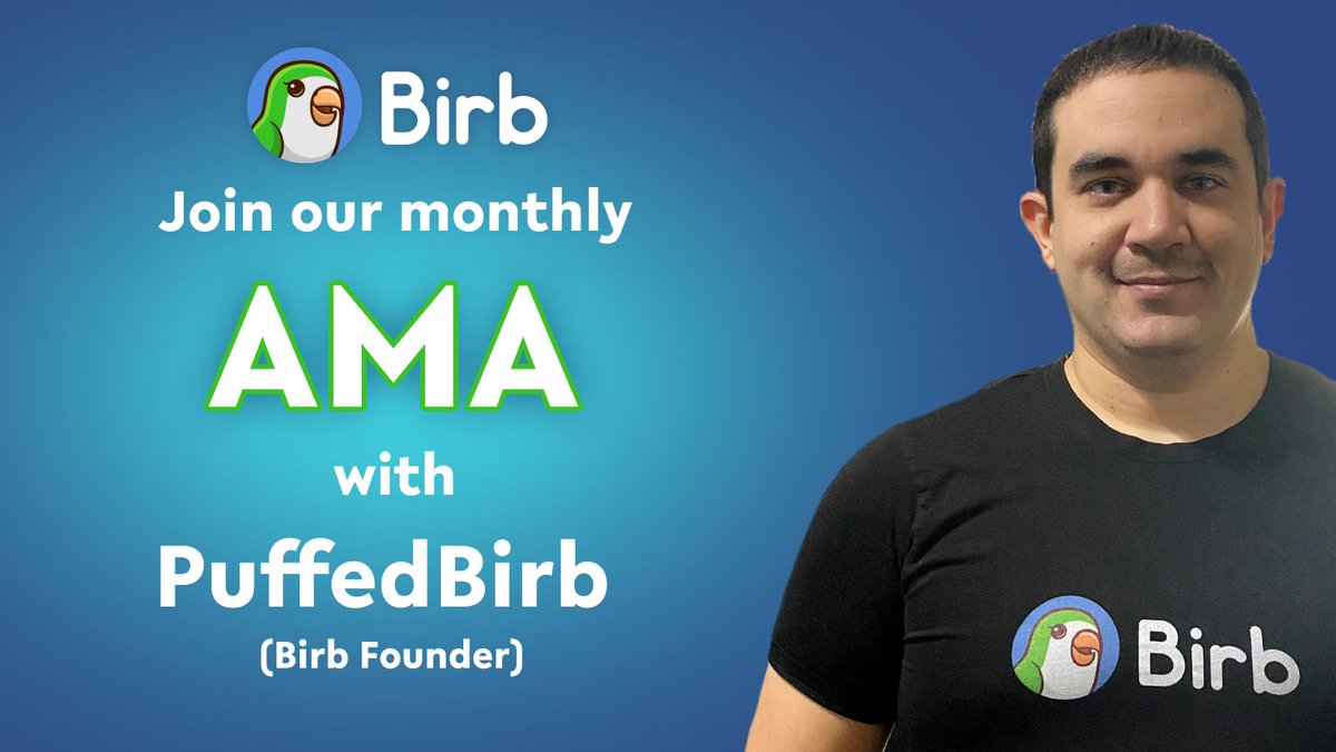 BirbDefi's tweet photo. 🦜 BIRB ANNOUNCEMENT 🦜

The first $BIRB AMA is coming July 27 at 11PM UTC Time.

Ask us any questions in the comments &amp; one of our founders will answer as many as he can!

A 1,000 BIRB prize will be given to one of the comments! 🦜

#BIRB #BIRBARMY #BSCGems #DeFi https://t.co/F6jxPSB51F