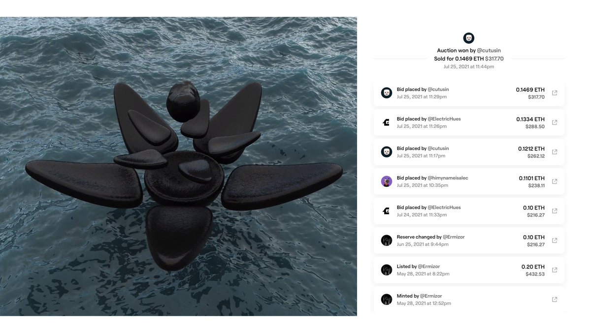 In our efforts to give back to the community this weekend, we set out to collect this amazing piece by 3D artist <a href="/ermizor/">Ermizor</a>, "Lotos".✨ The counter bids however started to mount and the piece went to <a href="/CutusIn/">Cutus.in</a>💫 Congratulation! Off to bid on the next piece🚀 foundation.app/@Ermizor/lotos…