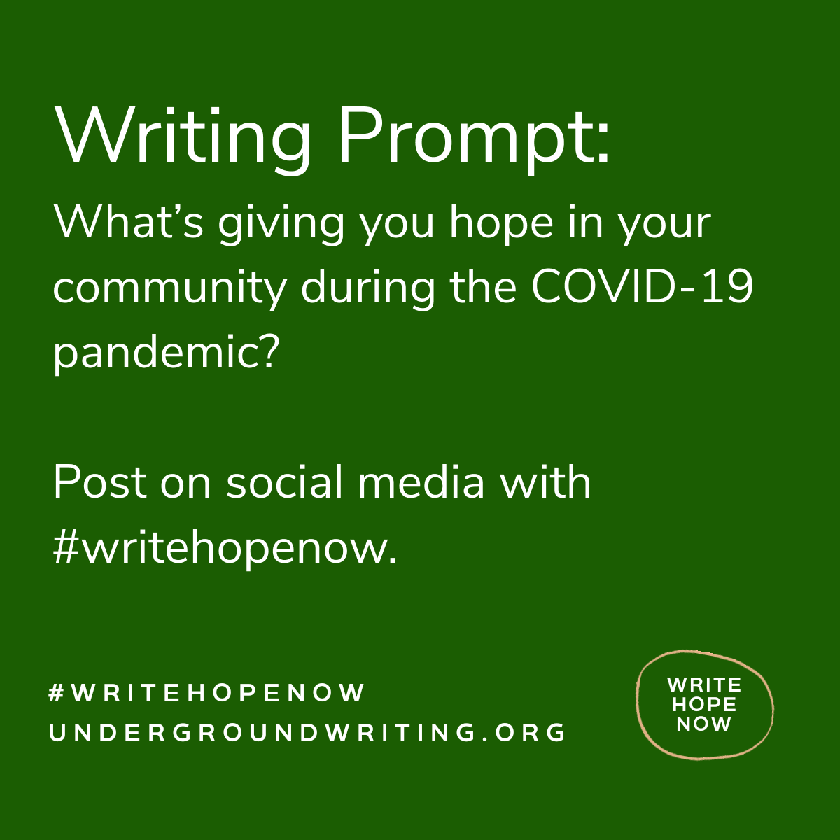 UndergroundinWA's tweet photo. Monday THANKS / shout outs to our new followers. You are a shot of hope in these times! @SaxonHealth, @GiaGforce | #writingcommunity #arts #Quarantine #writingprompt #writingcommunity

#writehopenow https://t.co/fhKYvqF9qL