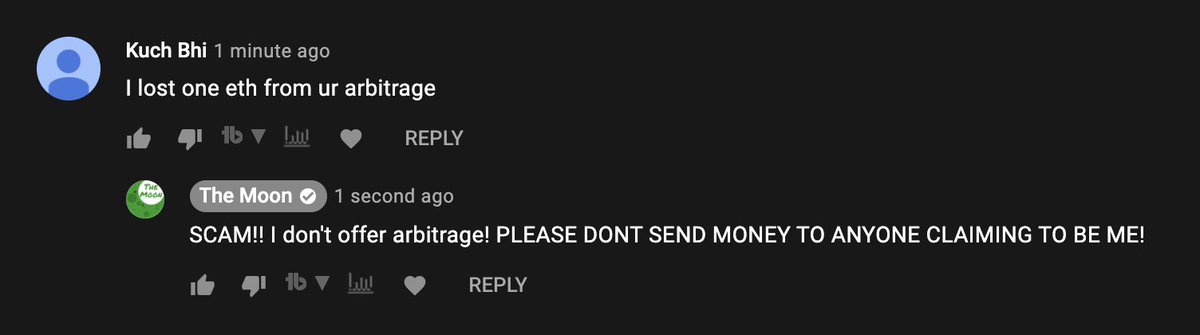 carlmoon's tweet photo. SCAM ALERT!!!

I don't offer arbitrage opportunities! Never send money to anyone claiming to be me!!!

LIKE &amp; RETWEET to spread this important message! https://t.co/WzrCqX8hiQ