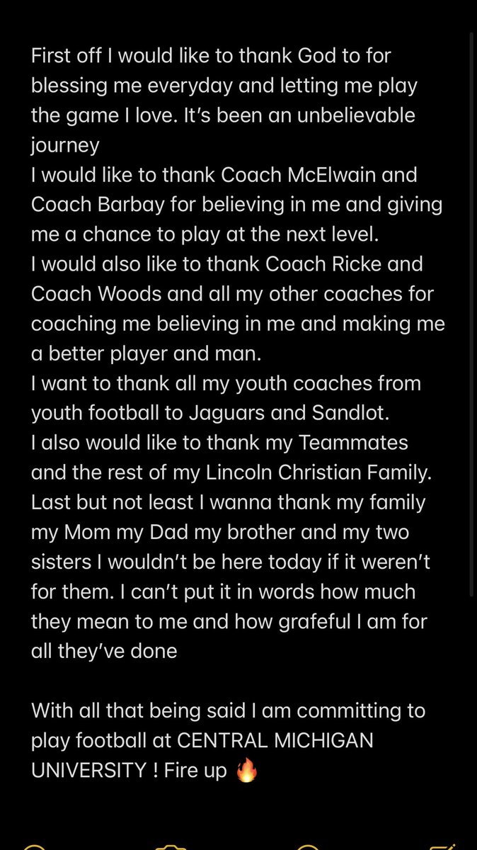 Committed !!! <a href="/CMU_Football/">Central Michigan Football</a> #FireUp 🔥🔥🔥