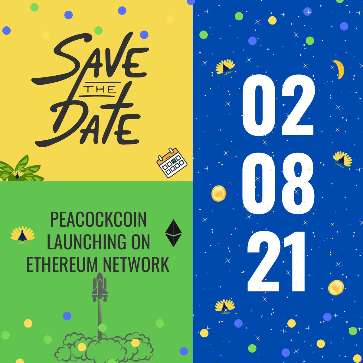 PeacockCoin's tweet photo. SAVE THE DATE #PEKC #Ethereum 
ARE YOU ALL READY? 

#NFT #Crypto #Moonshot #next100 #cz_binance #BSC #BSCGem #elon #altcoin #nftart  #nftcollectors #Next1000 #marketplace #investing https://t.co/OwfQqvAaMz