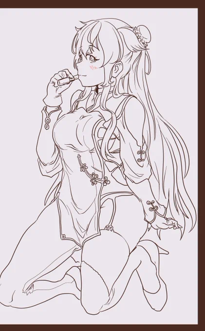 落書き村雨改二チャイナ線画 