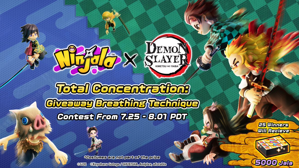 playninjala's tweet photo. We’re celebrating our biggest collaboration yet with a #Ninjala X #DemonSlayer: Kimetsu no Yaiba Giveaway! 

If you’re 14+ and live in NA or EU (wherever Ninjala is available), you are eligible to enter this giveaway.
https://t.co/dVQrAS8B3U https://t.co/7N1fN2yR8H
