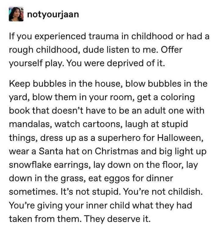 JasmineTheLCSW's tweet photo. The way to healing is through your inner child... Who where you before the world told you you couldn't be yourself?
#therapymood https://t.co/yM104436dw