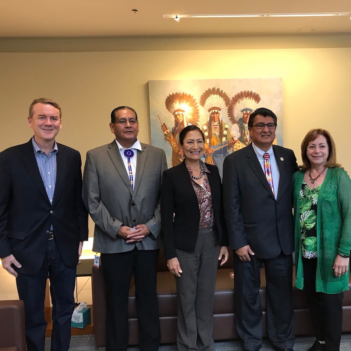 SenatorBennet's tweet photo. From the bottom of my heart, thank you @SecDebHaaland for spending three days in Colorado learning about our stateβs priorities and visiting tribal leadership.
It was a historic moment to have our first Native American cabinet secretary visit with tribal leadership in Colorado. https://t.co/dSzlPbHZfh